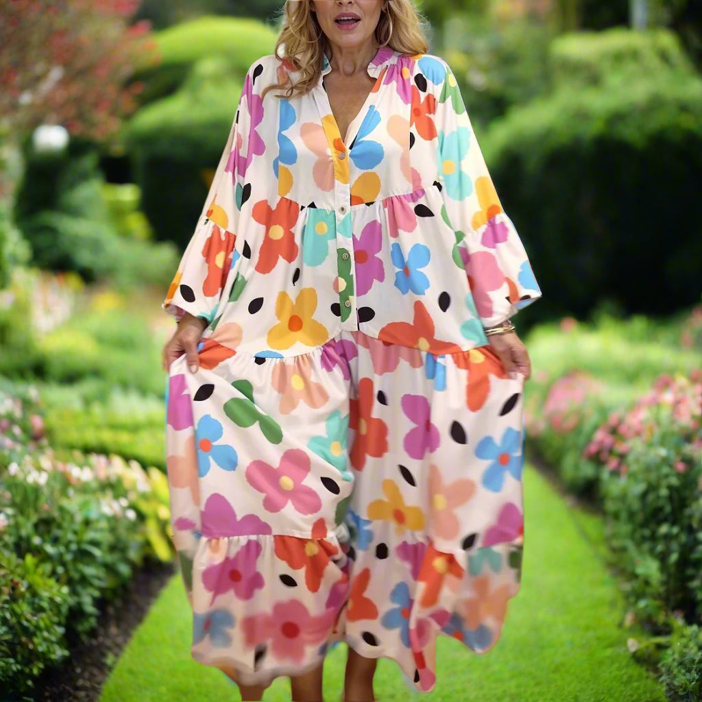 Joanna™ | Floral Boho Maxi Dress with Bell Sleeves
