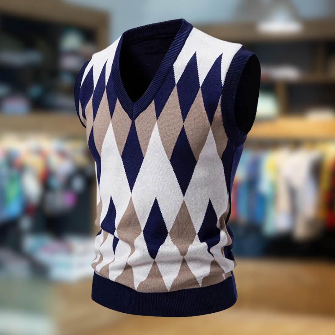 Ashton™ | Geborduurd V-hals Gebreid Vest