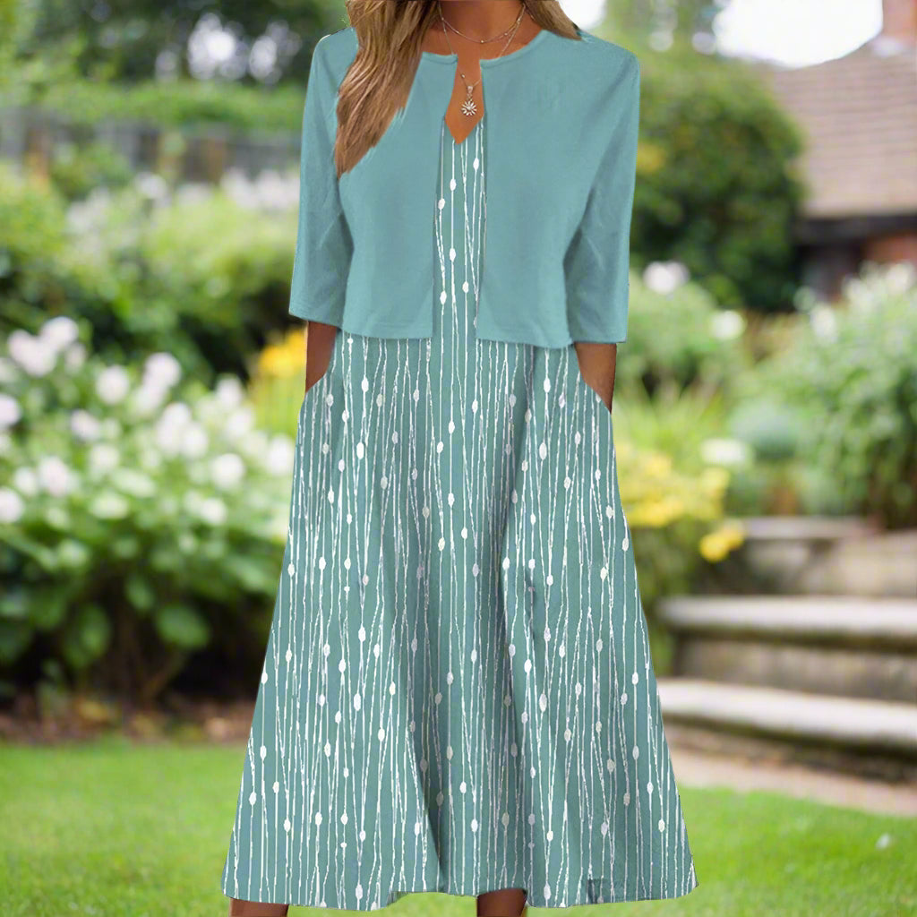 Harper™ | Chic Floral Midi Dress with Jacket