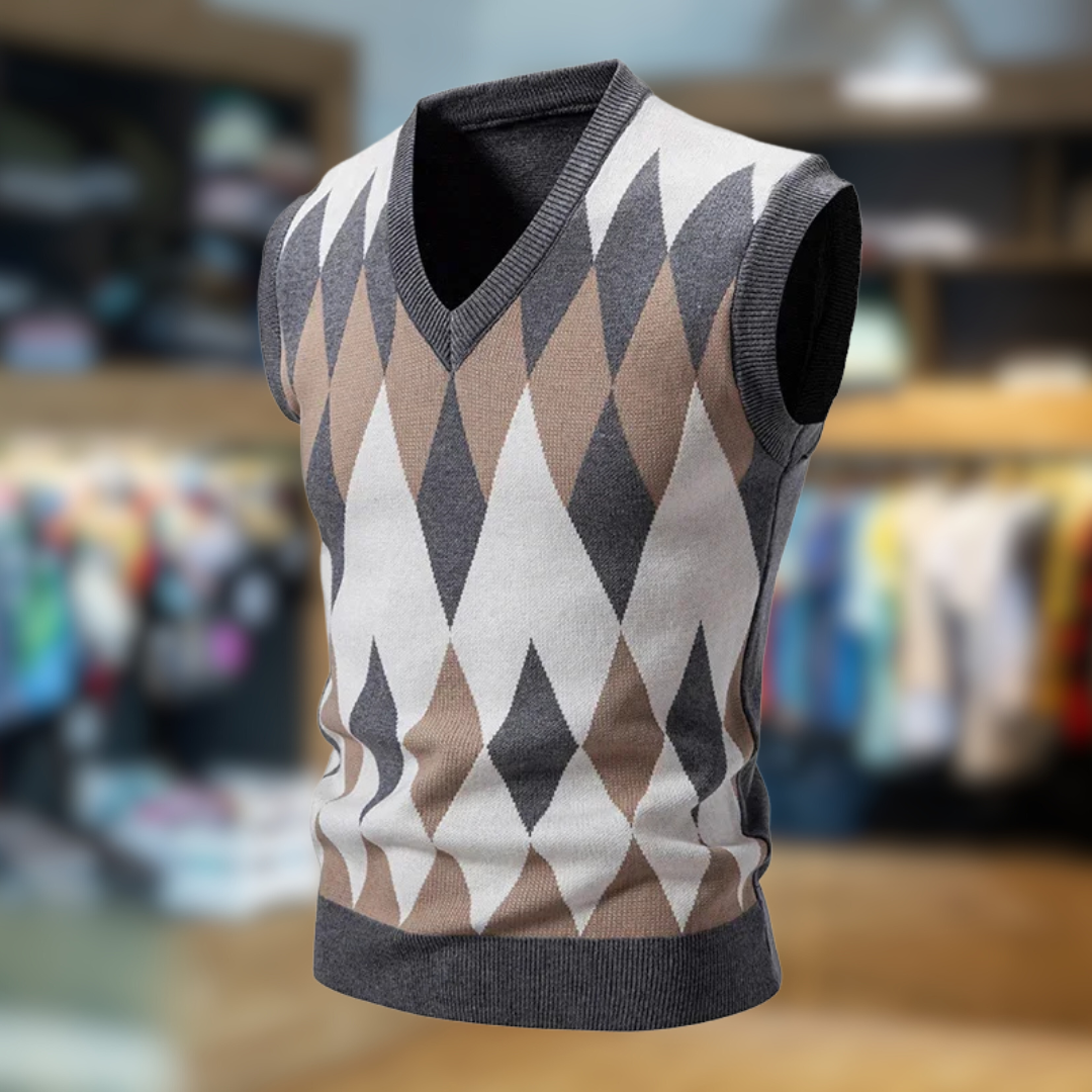 Ashton™ | Geborduurd V-hals Gebreid Vest