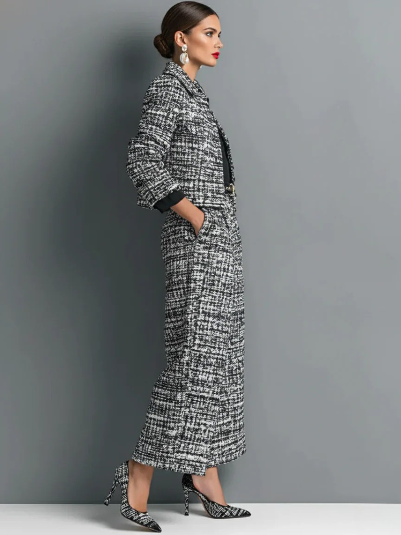 Loryssa™ | Elegant tweed jacket and trouser set