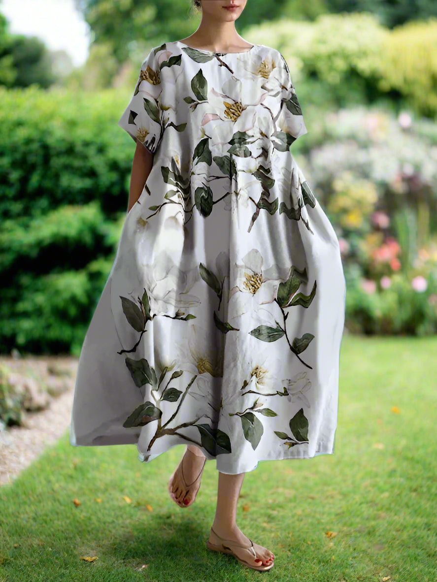 Ariella™ | Classic Round Neck Floral Dress