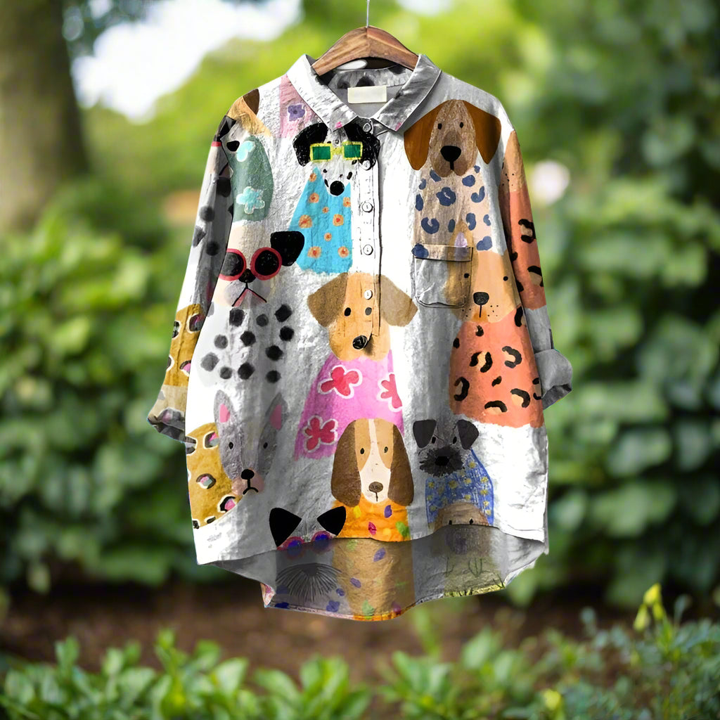 Shiloh™ | Playful Dog Print Blouse