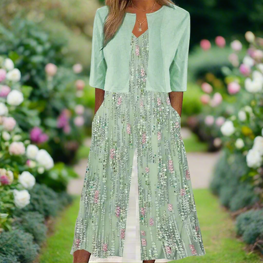 Veronica™ | Stylish V-Neck Jumpsuit & Jacket Set