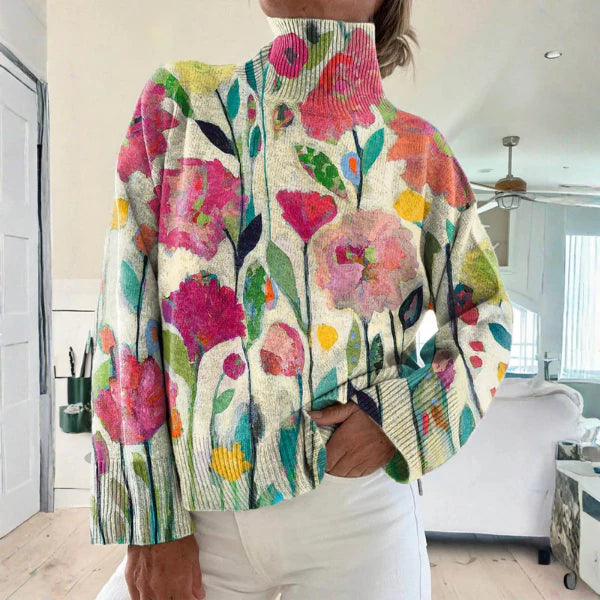 Orisyn™ | Flower-Print Turtleneck Sweater