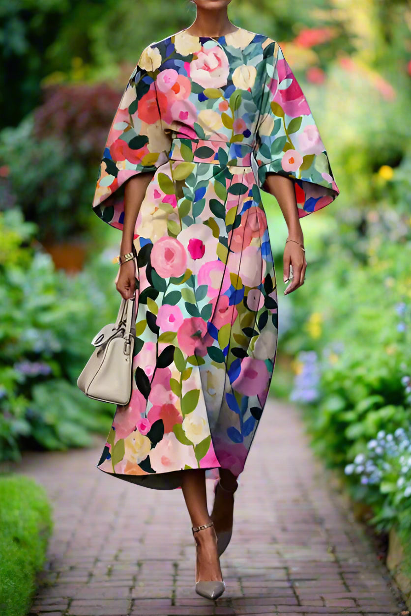 Raziela™ | Romantic Flower Midi Dress
