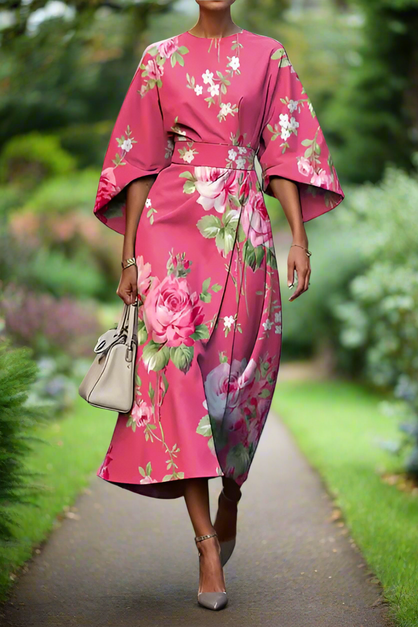 Raziela™ | Romantic Flower Midi Dress
