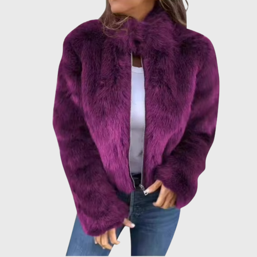 Gorina™ | Cropped Faux Fur Zip Jacket