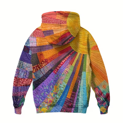 Solenya™ | Patchwork Print Hooded Sweatshirt