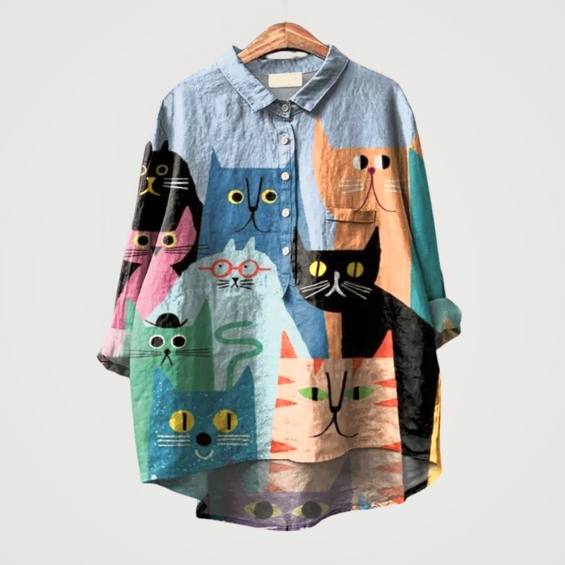 Linnéa™ | Playful Dog Print Shirt for Casual Comfort