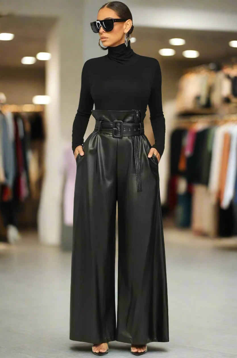 DILA™ | Hoge taille broek met riem