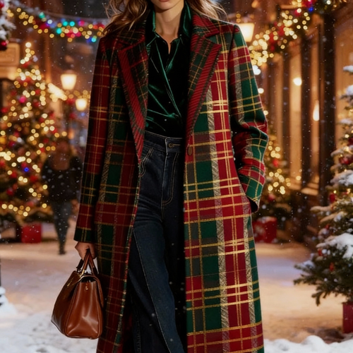 Milenna™ | Tailored Plaid Long Coat
