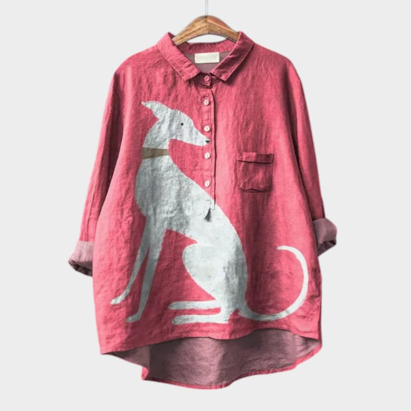 Linnéa™ | Playful Dog Print Shirt for Casual Comfort