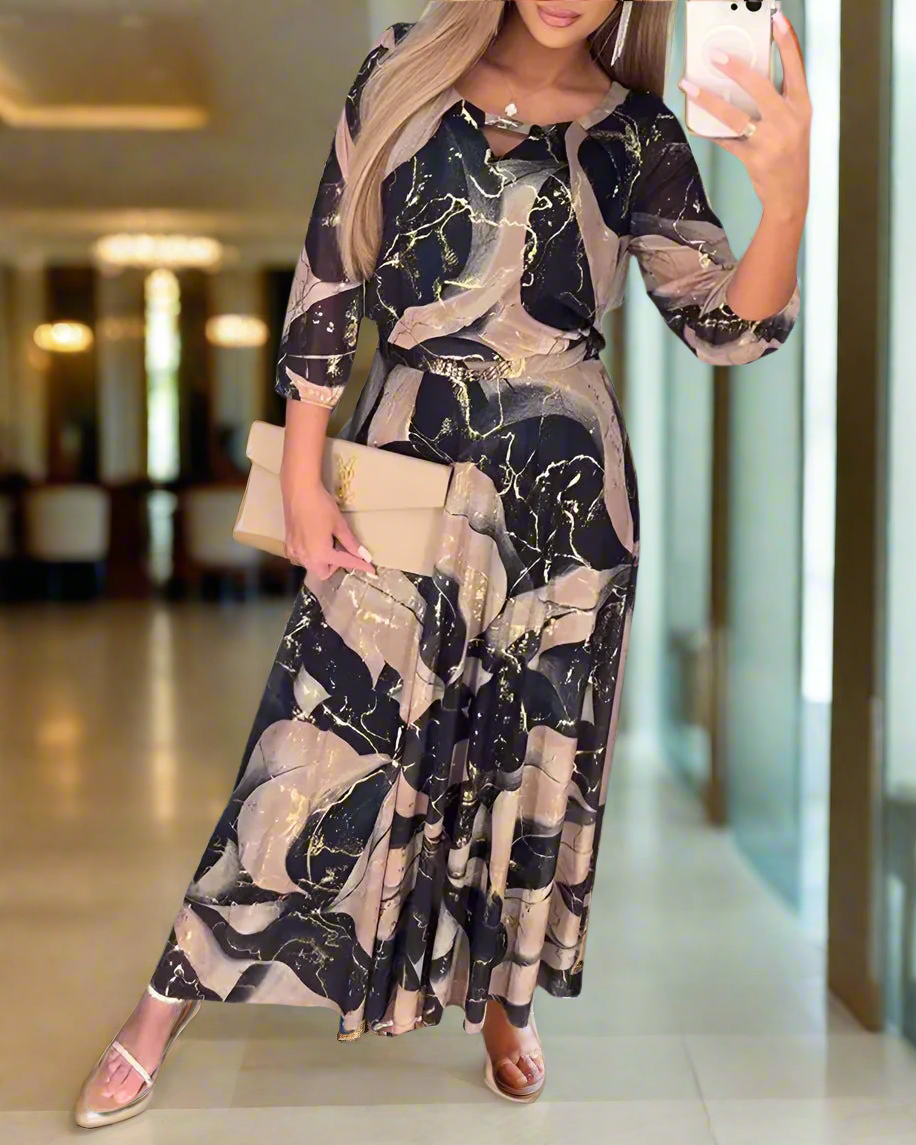 Alurelle™ | Printed Waist Dress