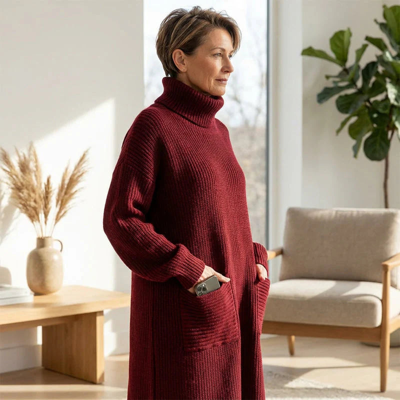 Cirela™ | Turtleneck Long-sleeved Sweater Dress