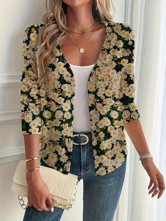 Grace™ | V-Neck Floral Cardigan