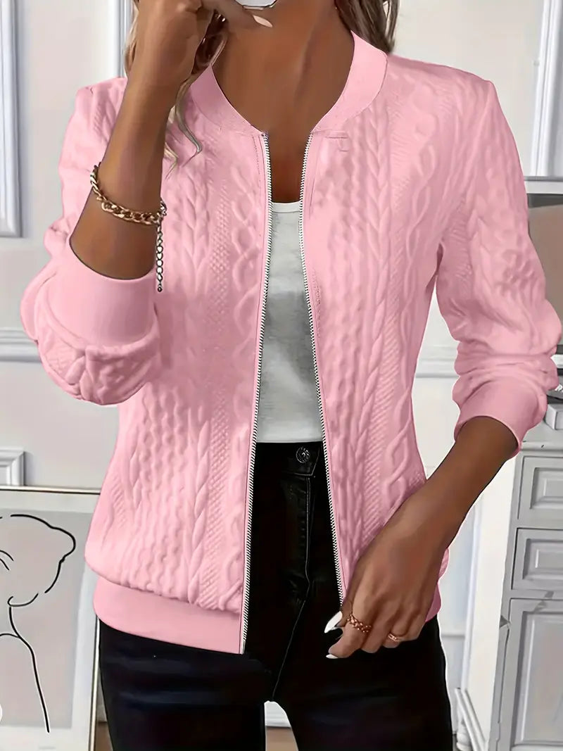 Elvarine™ | Textured Zip-Up Bomber Jacket