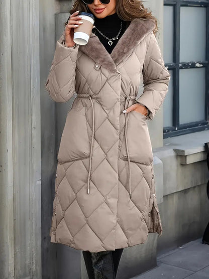 Gemma™ | Quilted Faux Fur Hooded Coat