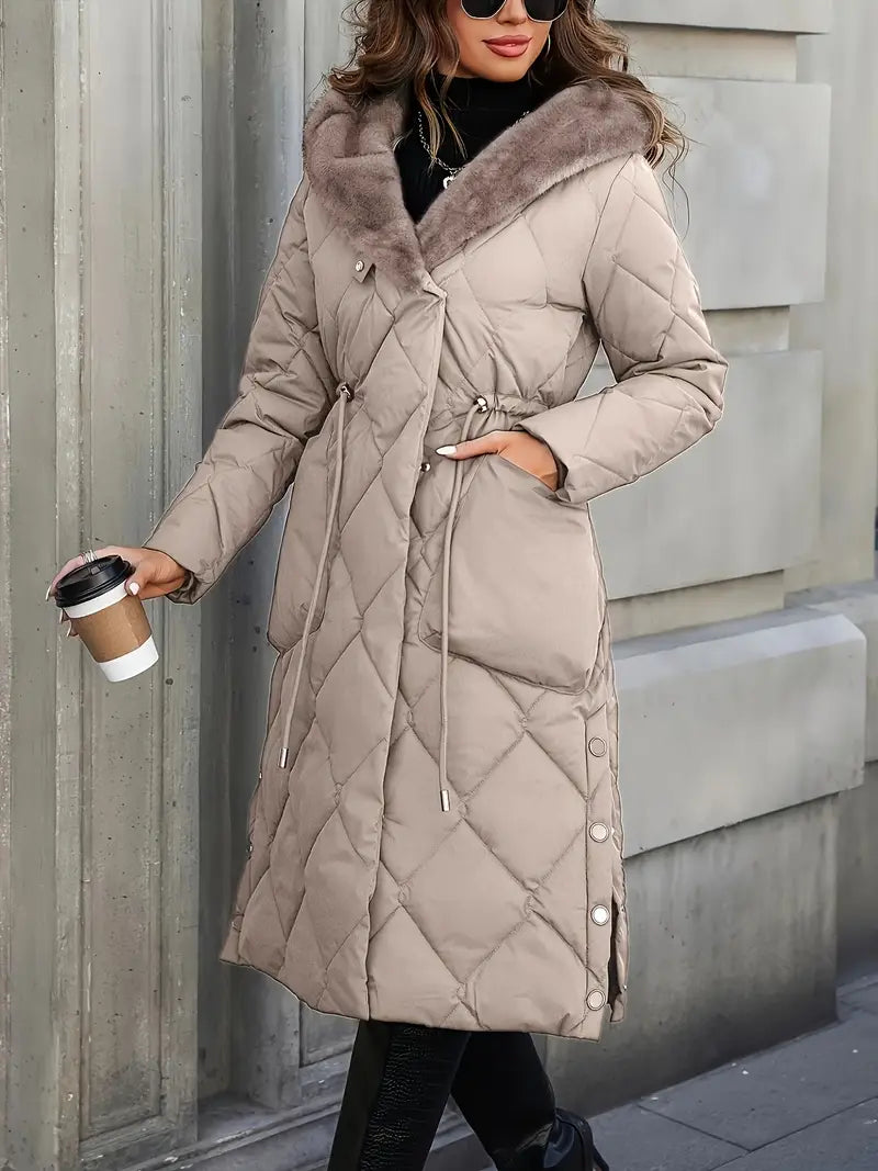 Gemma™ | Quilted Faux Fur Hooded Coat