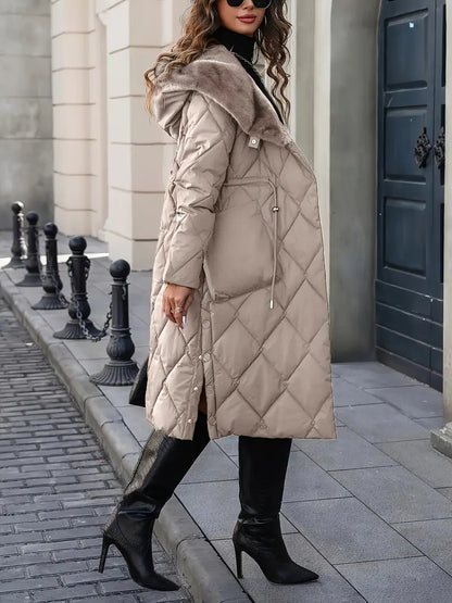 Gemma™ | Quilted Faux Fur Hooded Coat