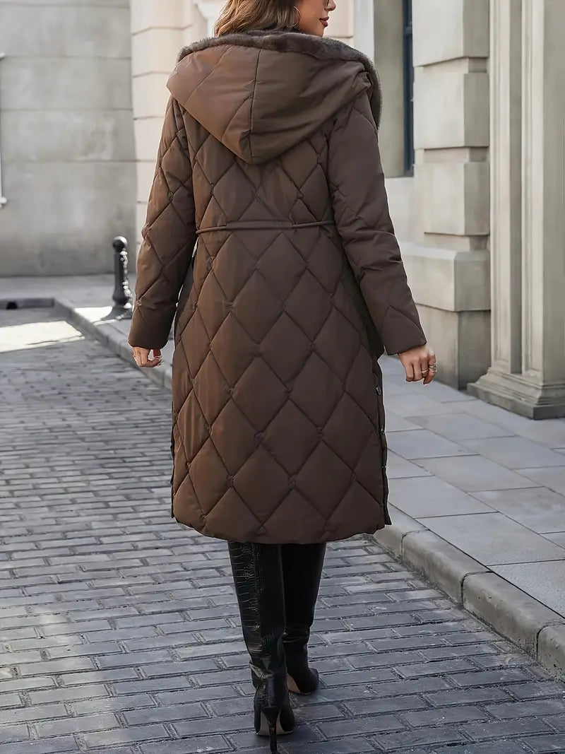 Gemma™ | Quilted Faux Fur Hooded Coat