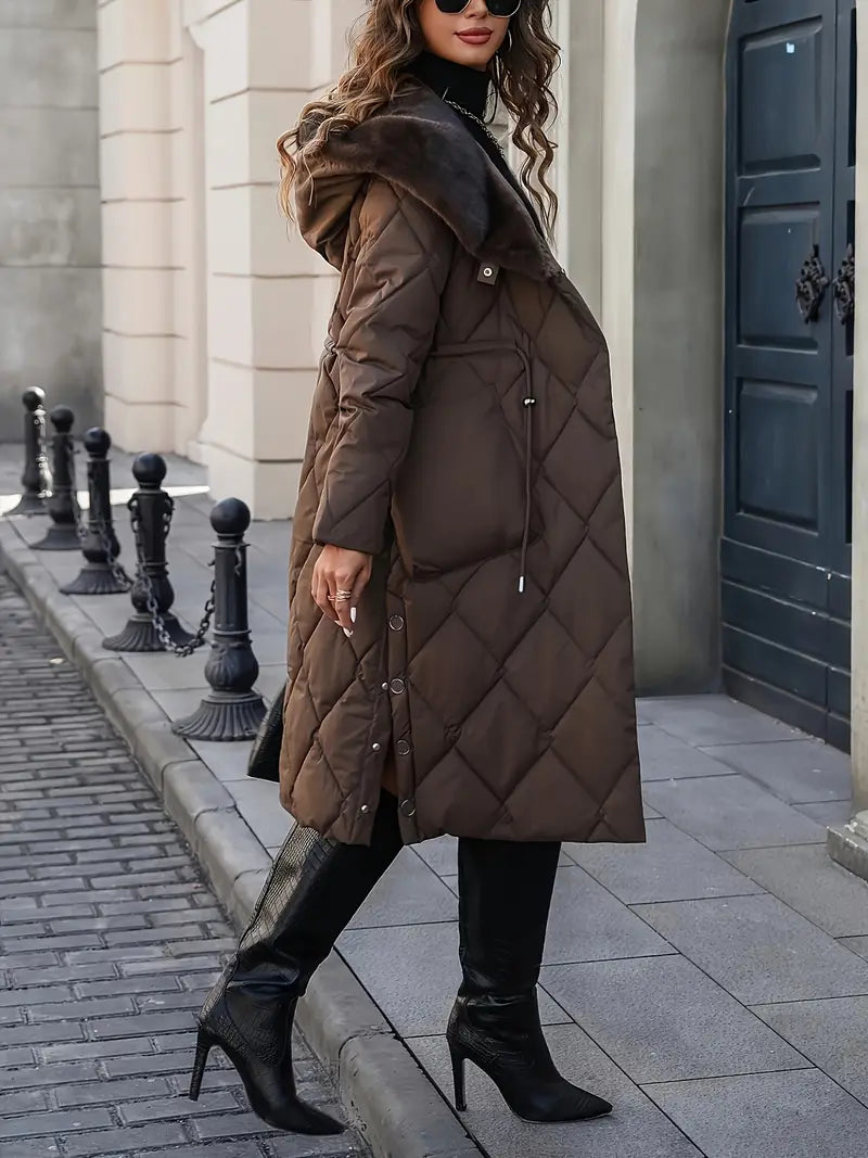 Gemma™ | Quilted Faux Fur Hooded Coat