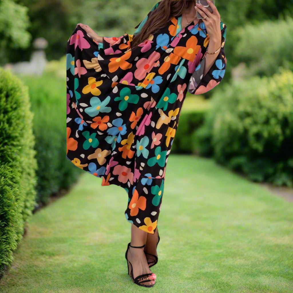 Joanna™ | Floral Boho Maxi Dress with Bell Sleeves