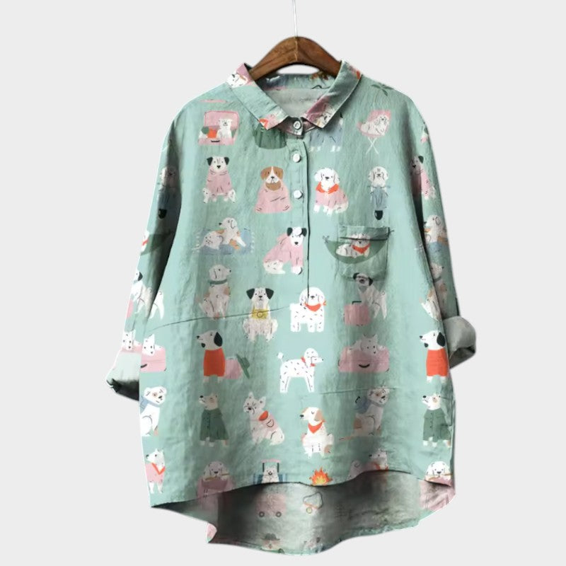 Elspeth™ | Oversized Shirt with Dog Print