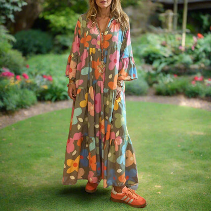 Joanna™ | Floral Boho Maxi Dress with Bell Sleeves