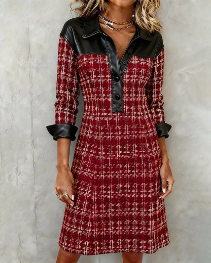 Felina™ | Cheque Print Leather Dress