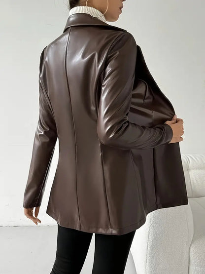 Sylvara™ | Long Leather Blazer