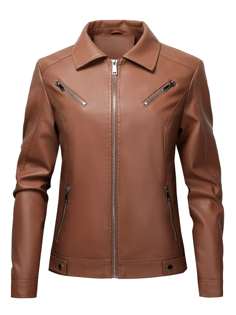 Zerina™ |  Leather Biker Jacket