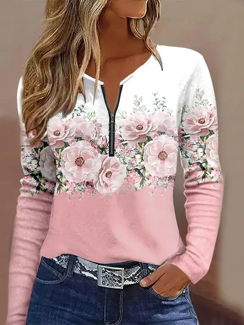 Halcyon™ | Floral half-zip top