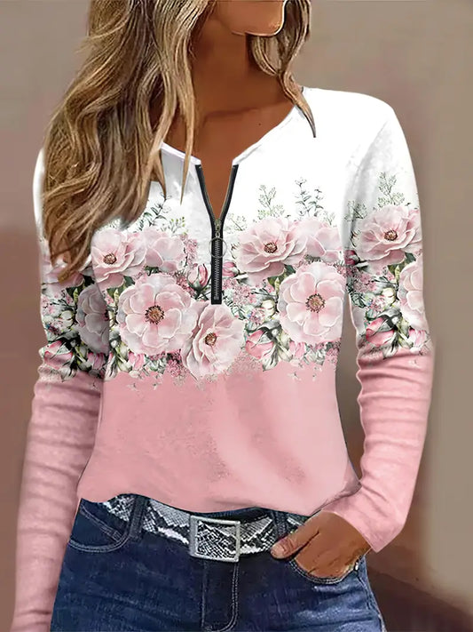 Halcyon™ | Floral half-zip top