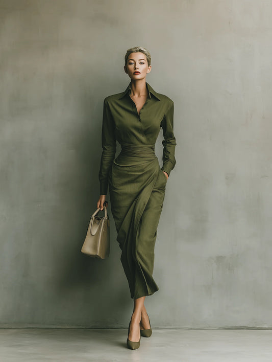 Alyssa™ | Chic Army Green Maxi Dress