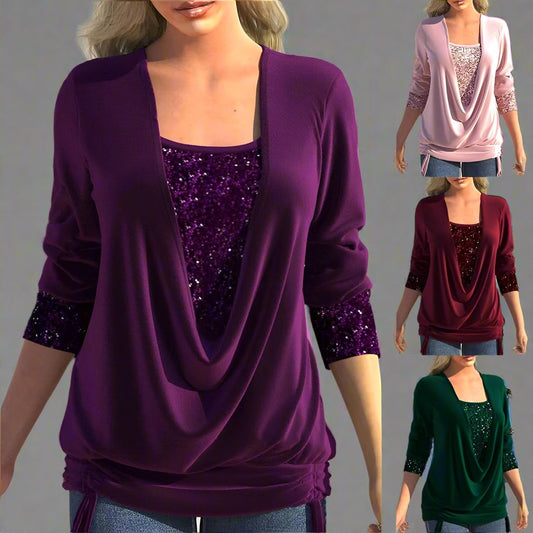 Kaylee™ |Top met lange mouwen en pailletten"