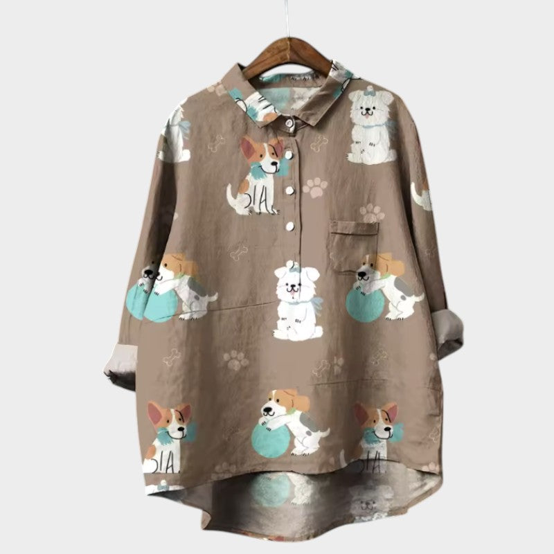 Elspeth™ | Oversized Shirt with Dog Print