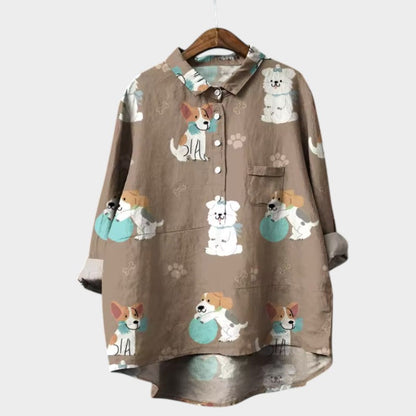 Elspeth™ | Oversized Shirt with Dog Print