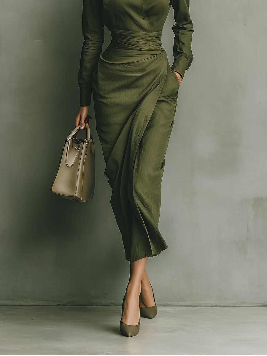 Alyssa™ | Chic Army Green Maxi Dress