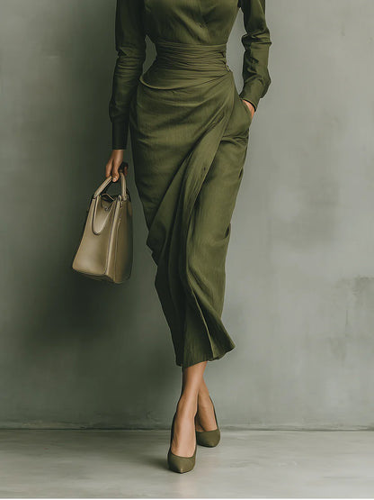 Alyssa™ | Chic Army Green Maxi Dress