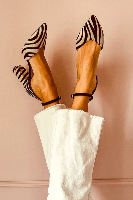 Zorelle™ | Zebra Strap Mid Heels