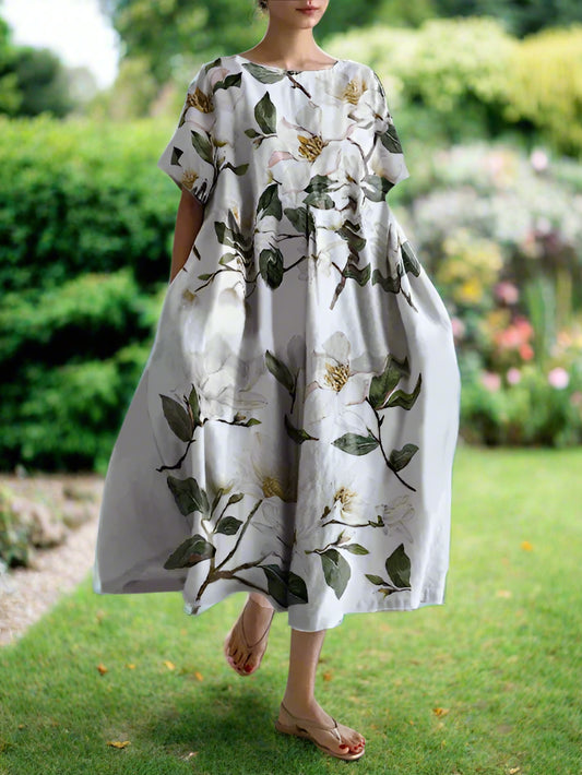 Ariella™ | Classic Round Neck Floral Dress