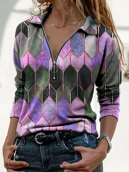 Orinthia™ | Zip-Up Long Sleeve Shirt