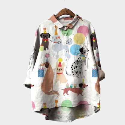 Elspeth™ | Oversized Shirt with Dog Print