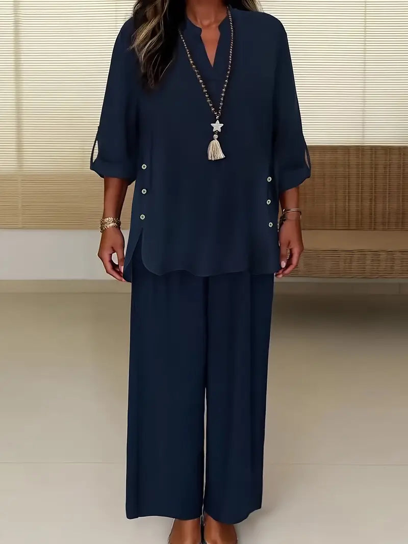 Beatrice™ | Casual Commuter V-Neck Set