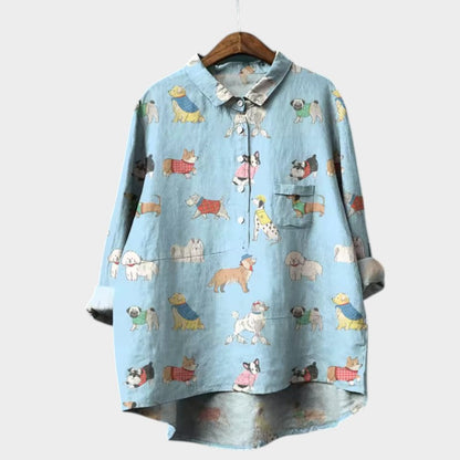 Elspeth™ | Oversized Shirt with Dog Print
