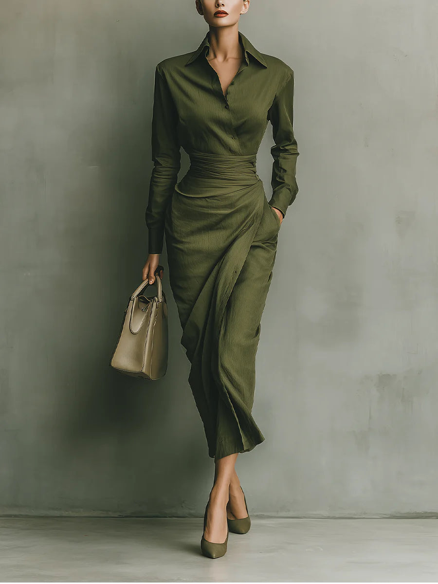 Alyssa™ | Chic Army Green Maxi Dress