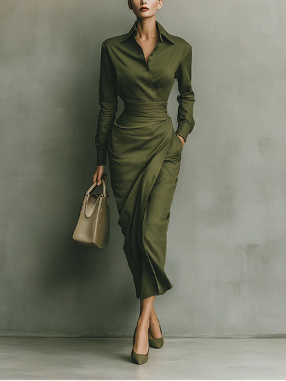 Alyssa™ | Chic Army Green Maxi Dress