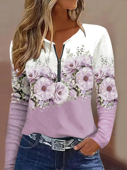 Halcyon™ | Floral half-zip top