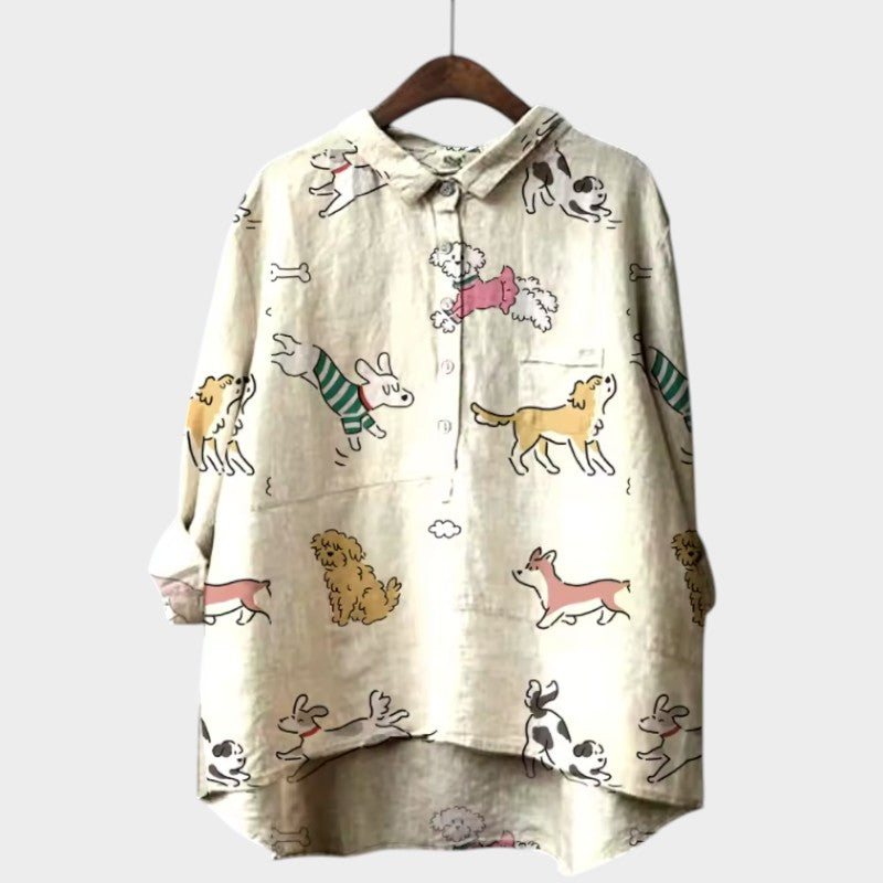 Elspeth™ | Oversized Shirt with Dog Print